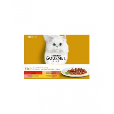 Nestlé GOURMET GOLD Multipack hovädzie, morka s kačicou, losos s kuraťom, kura s pečeňou v šťave konz.12x85 g Nestlé GOURMET GOLD Multipack hovädzie, morka s kačicou, losos s kuraťom, kura s pečeňou v šťave konz.12x85 g