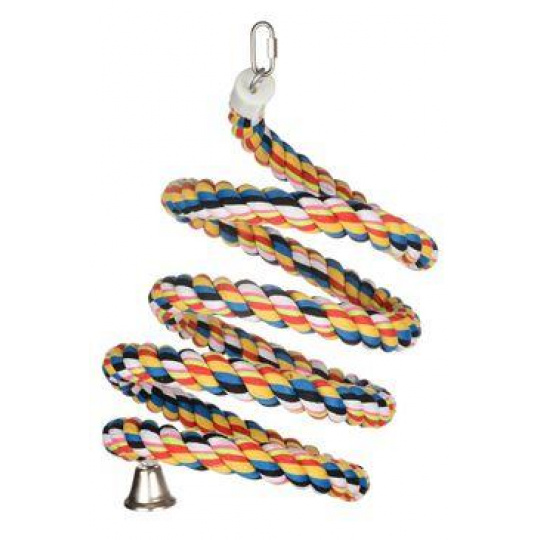 Hračka pro velké papoušky bavlněná spirála se zvonkem Hračka pro velké papoušky bavlněná spirála se zvonkem