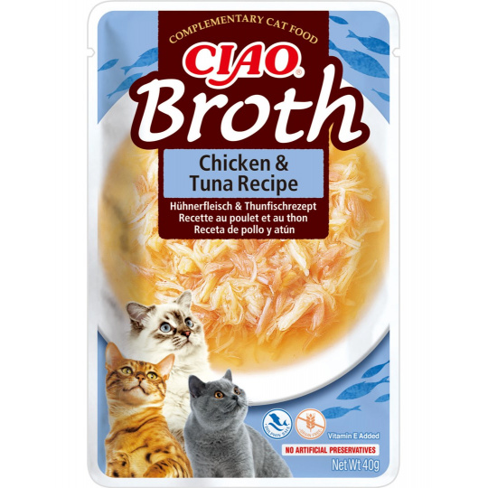 INABA Ciao Broth Chicken & Tuna - pamlsek pro kočky - 40g