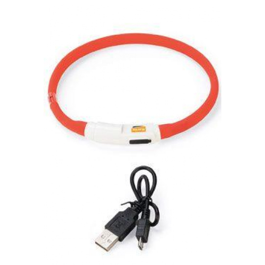 Obojek USB Visio Light LED nabíjecí 35cm červený KAR
