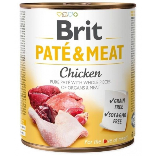 BRIT Paté & Meat s kuřecím masem - mokré krmivo pro psy - 800g