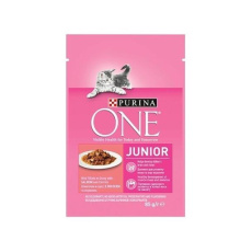 Nestlé PURINA ONE cat Junior mini filetky s lososom a mrkvou v šťave 26x85g
