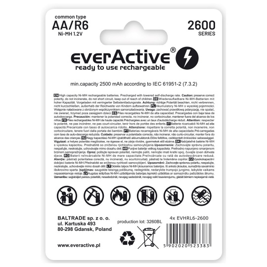 Akumulátory everActive Ni-MH R6 AA 2600 mAh Professional Line