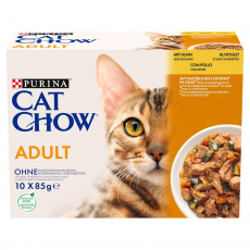 PURINA Cat Chow Chicken, Zucchini - vlhké krmivo pro kočky - 10x85 g