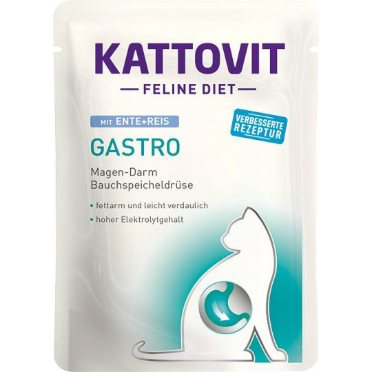 KATTOVIT Feline Diet Gastro Duck with rice - mokré krmivo pro kočky - 85g