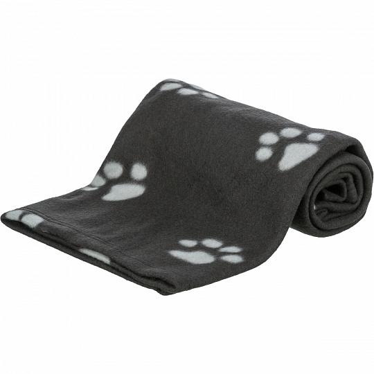 Flísová deka BEANY 100x70cm - černá s bílými tlapkami