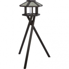 NATURA venkovní krmítko se stříškou a silem, 1,4m, 50x34cm, borové dřevo, černá - LIMITOVANÁ NABÍDKA