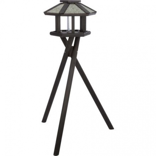 NATURA venkovní krmítko se stříškou a silem, 1,4m, 50x34cm, borové dřevo, černá - LIMITOVANÁ NABÍDKA