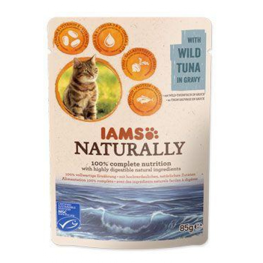 Iams Cat Adult Naturally kapsa Wild Tuna in gravy 85g