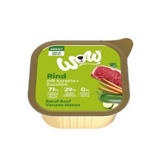WOW Dog paštika Adult hovězí s karotkou 150g