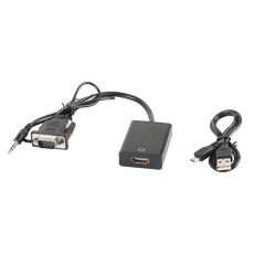 Lanberg AD-0021-BK adaptér k video kabelům 0,2 m HDMI Typ A (standardní) VGA (D-Sub) Černá