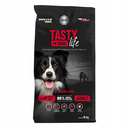 BIOFEED Tasty Life medium & large Beef - suché krmivo pro psy - 15kg