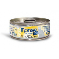 MONGE NATURAL tuňák s kuřecími prsy a kukuřicí pro kočky 80 g MONGE NATURAL tuňák s kuřecími prsy a kukuřicí pro kočky 80 g