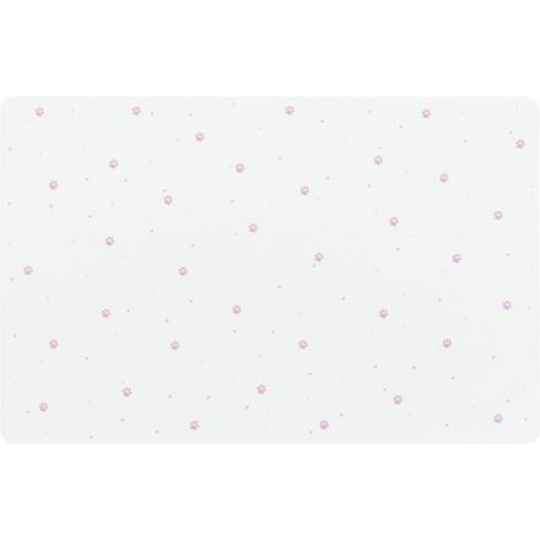 Prostírání pod misky PAW Print, 44 x 28 cm, bílá / růžové ťapky - DOPRODEJ