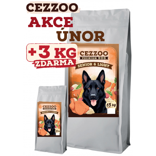 CEZZOO Premium Dog Senior & Light 15kg + 3kg