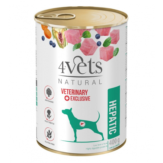 4VETS Natural Hepatic Dog  - vlhké krmivo pro psy - 400 g