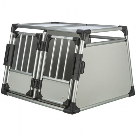 Transportní klec dvojitá, hliníkový rám, pevné panely 93 x 64 x 88 cm, nosnost 50 kg