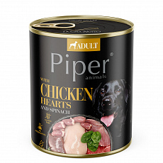 NEW PIPER s kuřecími srdíčky a špenátem, konzerva pro psy 800 g