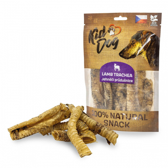 KIDDOG 100% Natural Snack, jehněčí průdušnice (hrtan) 10 - 12 cm / 100 g