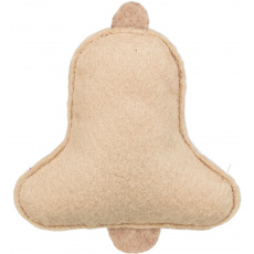Vánoční zvoneček s catnipem, 9.5 cm, filc, béžová