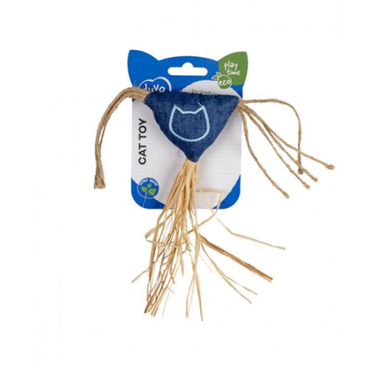 Hračka DUVO+ Eco navy trojuholník so šnúrkami a catnipom pre mačku, 3x18x20cm