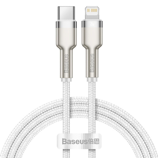 Kabel USB-C do Lightning Baseus Cafule White, Power Delivery, 20W, 1m bílá