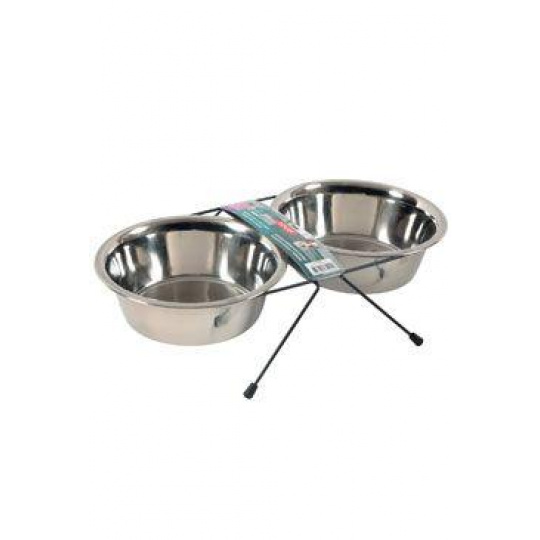 Miska nerez stojan+ 2 misky pes STEEL 0,35l Zolux