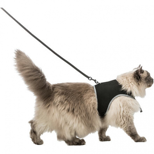 Postroj VESTA s vodítkem pro kočku XL 36-54cm / 1,20 m černý