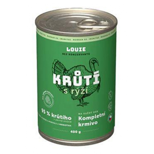 Louie Dog konz. Krůtí s rýží a prebiotiky 400g