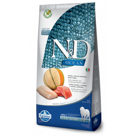 N&D OCEAN DOG Adult Giant Salmon & Cod & Melon 12kg + DOPRAVA ZDARMA