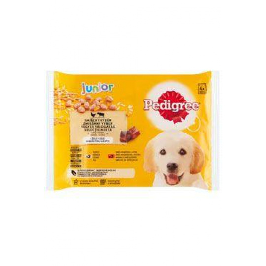 Mars PEDIGREE kapsička dog JUNIOR Multipack kura&ryža v želé, hovädzie&ryža v želé 4 x 100 g