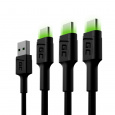 Green Cell KABGCSET03 USB kabel 2 m USB A USB C Černá