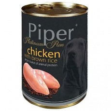 PIPER PLATINUM PURE kuře s hnědou rýží, konzerva pro psy, 400 g PIPER PLATINUM PURE kuře s hnědou rýží, konzerva pro psy, 400 g