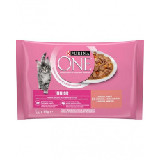 Nestlé PURINA ONE cat Junior mini filetky s lososom a mrkvou v šťave 4x85g