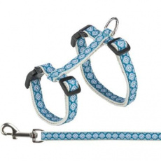 Postroj pro kočky s vodítkem, 27-45 cm/ 10 mm, 1,2 m, šedá/modrá Postroj pro kočky s vodítkem, 27-45 cm/ 10 mm, 1,2 m, šedá/modrá