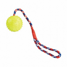 Vrhací míč z přírodní tvrdé gumy 7/39 cm, na laně, HipHop