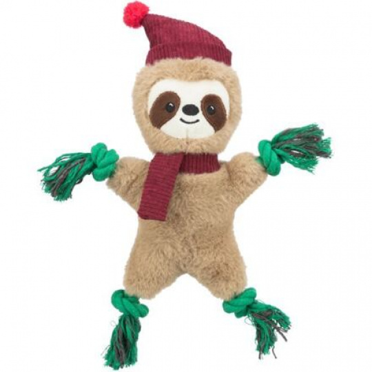 Xmas SLOTH  - vánoční lenochod 30 cm, píská/šustí, plyš/lano