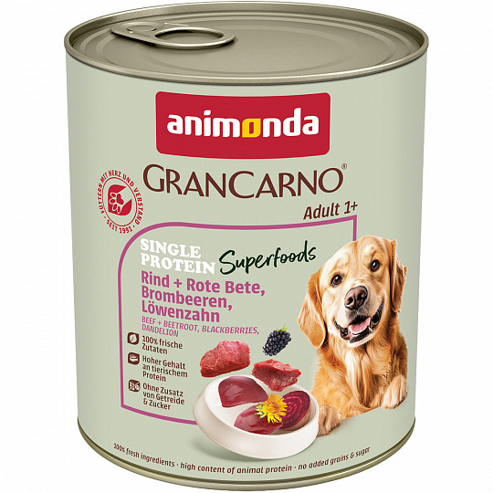 GRANCARNO Superfoods hovězí,čv.řepa,ostružiny,pampeliška 800 g pro psy