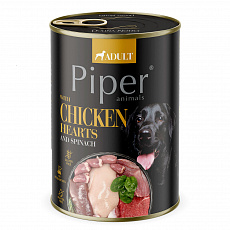 NEW PIPER s kuřecími srdíčky a špenátem, konzerva pro psy 400 g