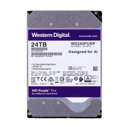 Western Digital Purple Pro WD240PURP vnitřní pevný disk 24 TB 7200 ot/min 512 MB 3.5" Serial ATA III