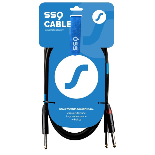 SSQ JSJM1 SS-1452 Kabel Jack Stereo - 2x Jack Mono 1 m Černá