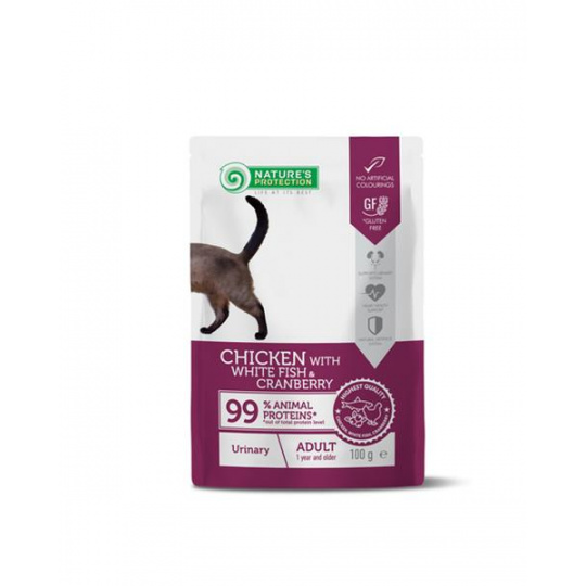 Natures P KAPSIČKY cat adult urinary chicken & white fish & cranberry 22 x 100 g
