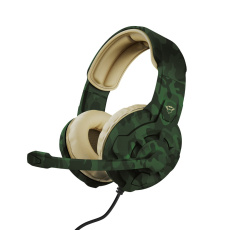 Trust GXT 411C Radius Sluchátka s mikrofonem Kabel Přes hlavu Hraní Béžová, Černá, Zelená