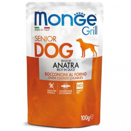 MONGE GRILL SENIOR kapsička kachní pro starší psy 100 g