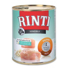 Rinti Dog Sensible konzerva kuře+rýže 800g