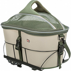 Transportní koš na nosič, polyester, 33 x 40 x 34 cm, olivově zelená/béžová