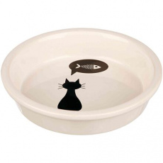 Keramická miska s černou kočkou, s okrajem bílá 0,25 l/13 cm Keramická miska s černou kočkou, s okrajem bílá 0,25 l/13 cm